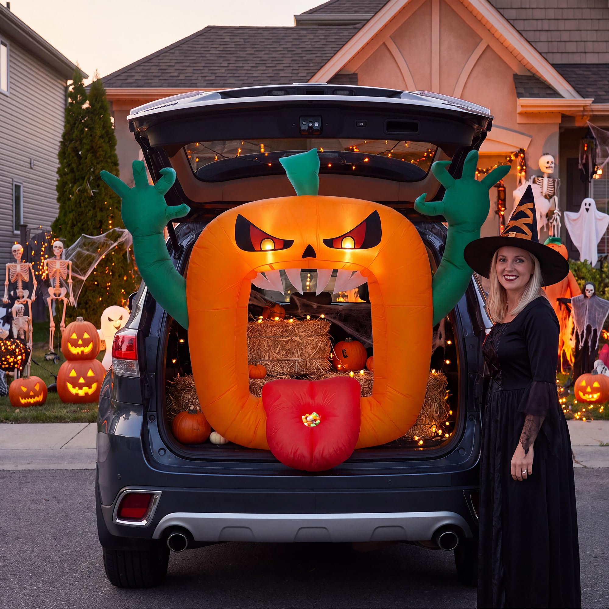 Outdoor Lighting Effects - Dekorasi Halloween berbentuk labu menyeramkan berukuran